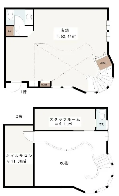 美容室・理容室の居抜き物件の平面図