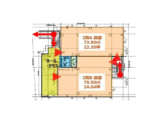 貸店舗(スケルトン)の平面図