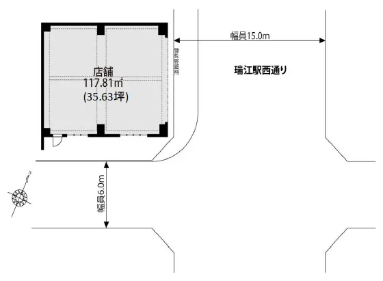 貸店舗(スケルトン)の平面図