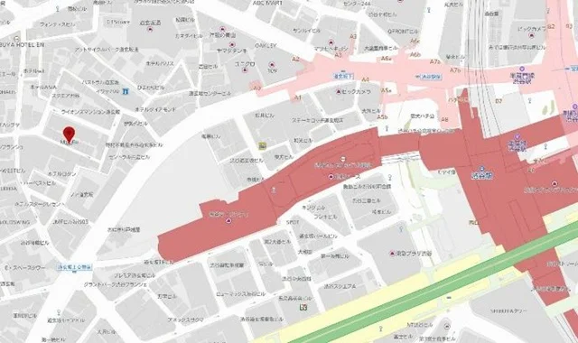 渋谷の居抜き店舗の地図