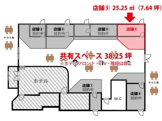本川越のうどん・そば居抜きの平面図