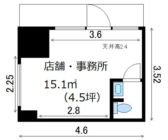 駒込の事務所仕様物件の平面図