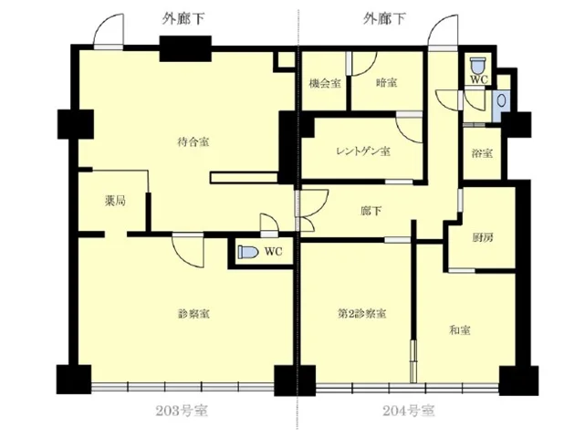磯子の医院居抜きの平面図