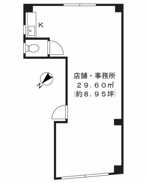 祐天寺のスケルトン店舗物件の平面図