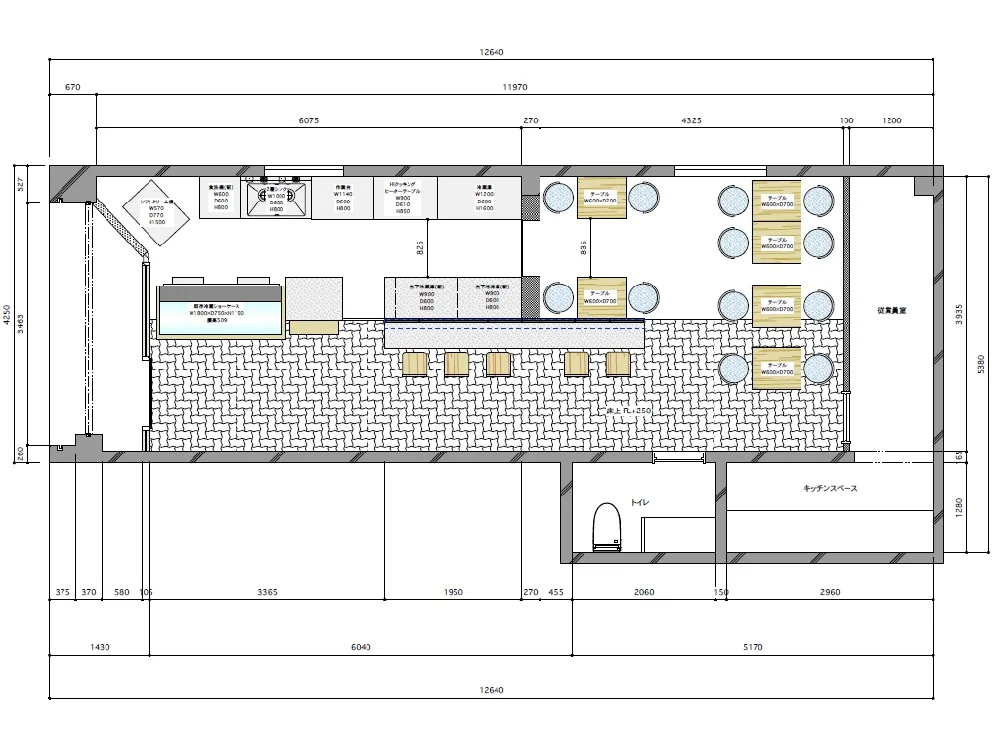 経堂の居抜き店舗の平面図