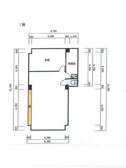 貸店舗(事務所仕様)の平面図