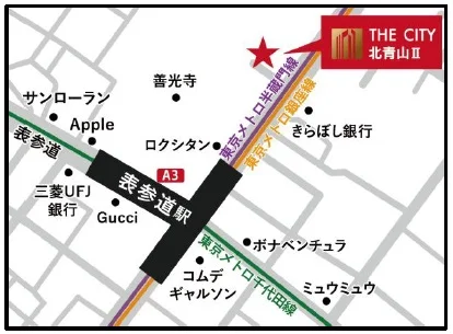 表参道のスケルトン物件の地図