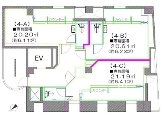 平井のリース店舗物件の平面図
