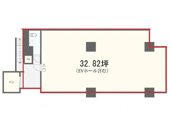 浜松町のスケルトン物件の平面図