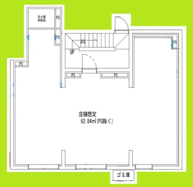 貸店舗(スケルトン)の平面図