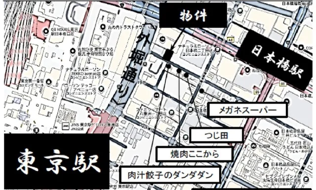 東京のスケルトン店舗物件の地図