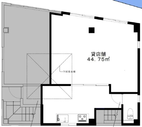 浅草の事務所仕様店舗物件の平面図