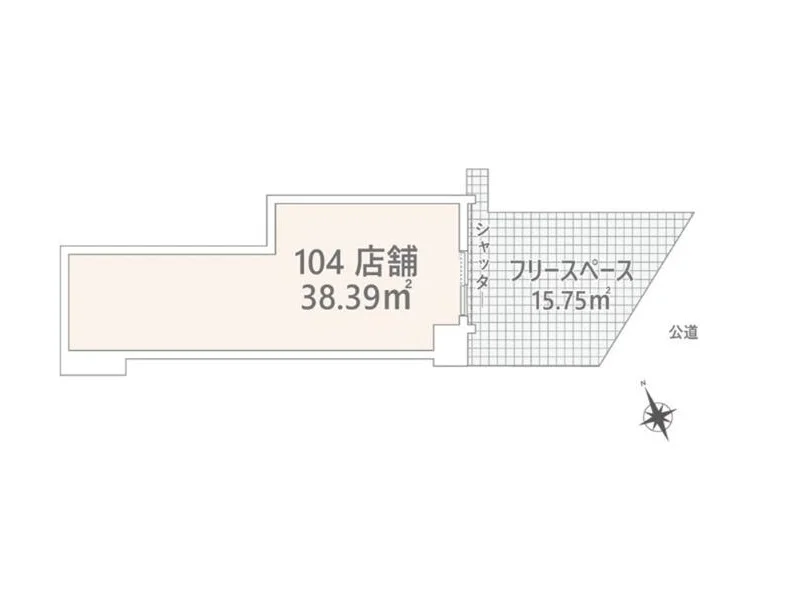 浅草のスケルトン店舗物件の平面図