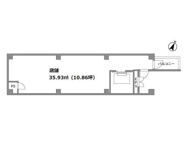 初台のスケルトン店舗物件の平面図