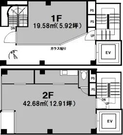大森の事務所仕様店舗物件の平面図