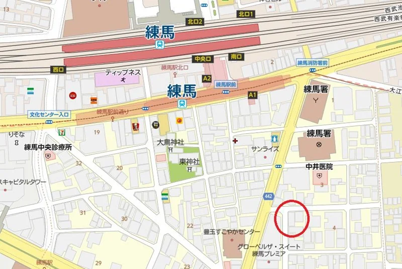 練馬のカフェ・喫茶店居抜きの地図