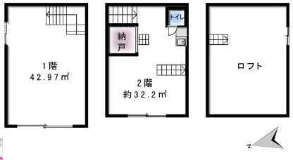 馬喰町の事務所仕様物件の平面図