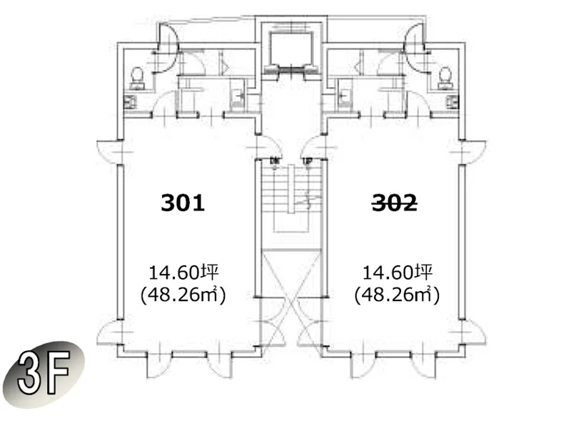 青山一丁目のスケルトン店舗物件の平面図