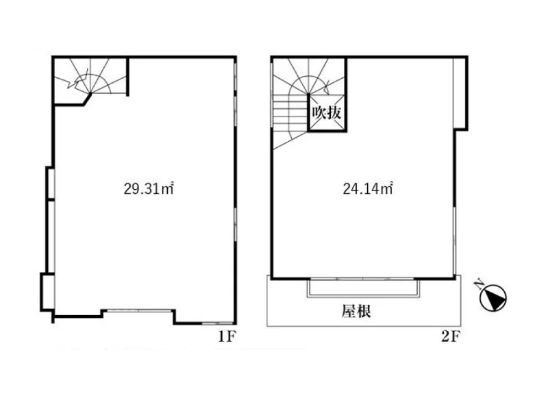 人形町のスケルトン店舗物件の平面図