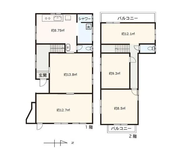 落合の居抜き店舗の平面図