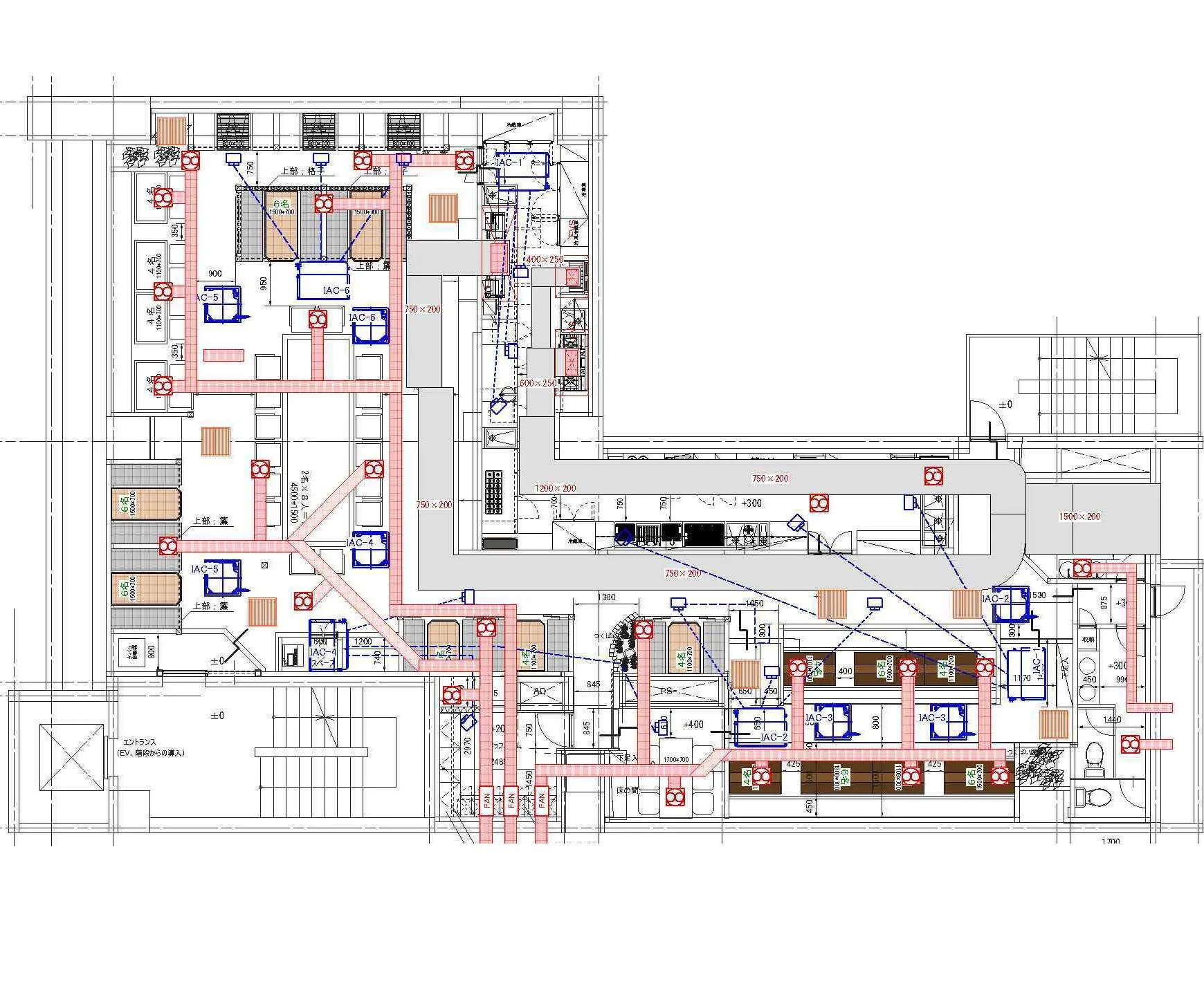 居酒屋の居抜き物件の平面図