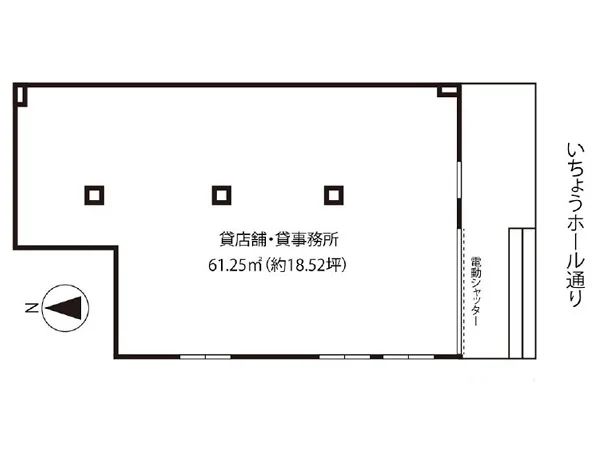 八王子のスケルトン店舗物件の平面図