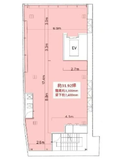 飯田橋のスケルトン物件の平面図