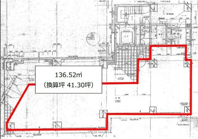 神田のスケルトン店舗物件の平面図