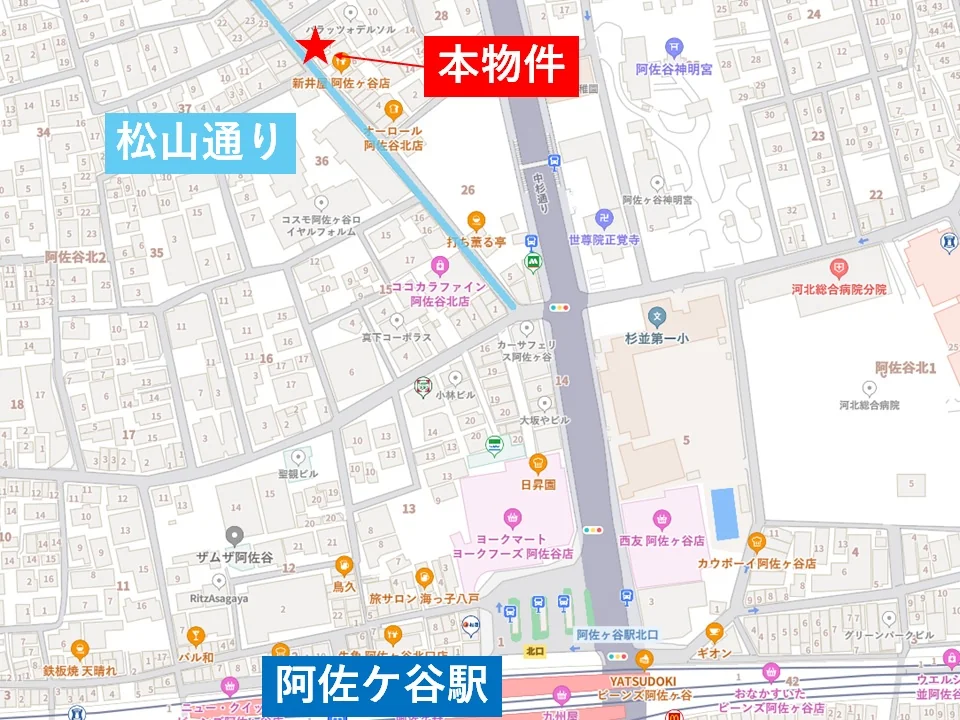 阿佐ケ谷のダイニングバー居抜きの地図