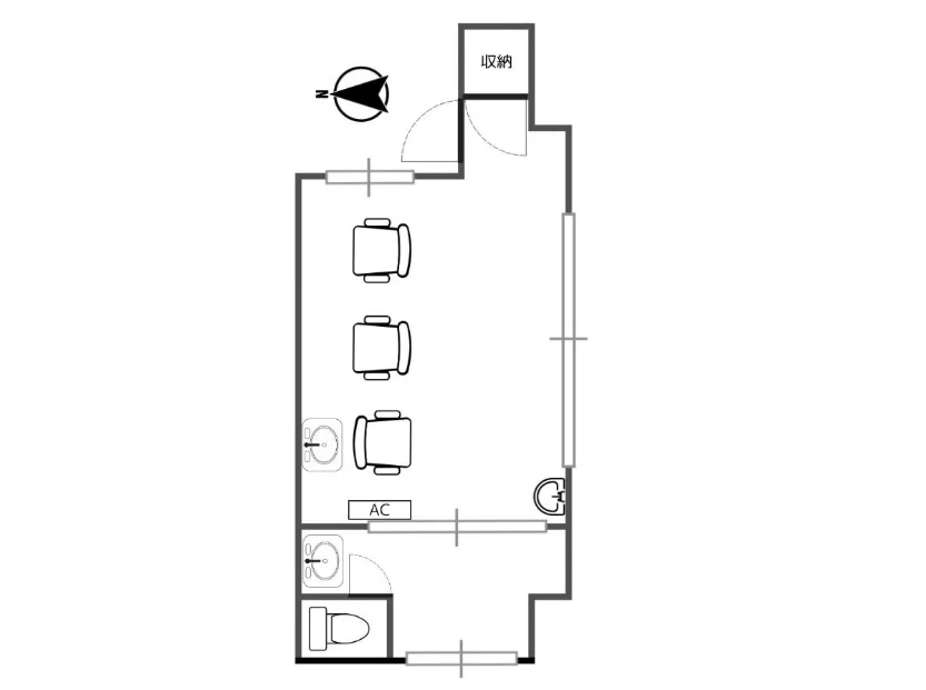川崎大師の美容室・理容室居抜きの平面図