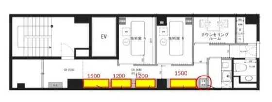 エステの居抜き物件の平面図