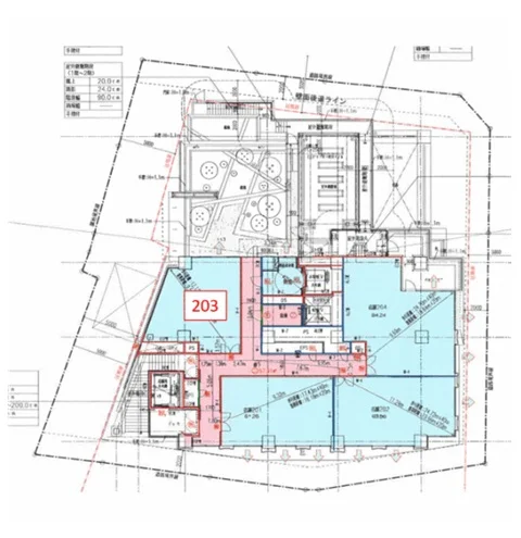 大山のスケルトン店舗物件の平面図