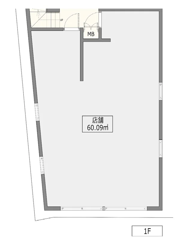 都立家政のスケルトン店舗物件の平面図