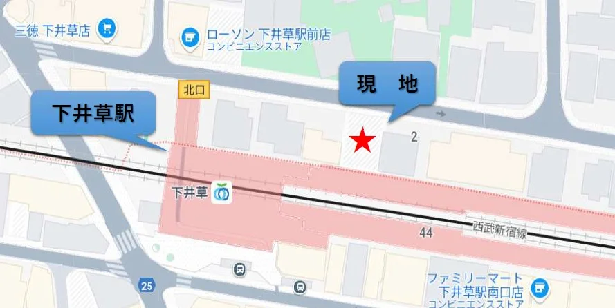 下井草のスケルトン店舗物件の地図
