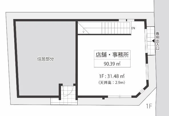 貸店舗(スケルトン)の平面図