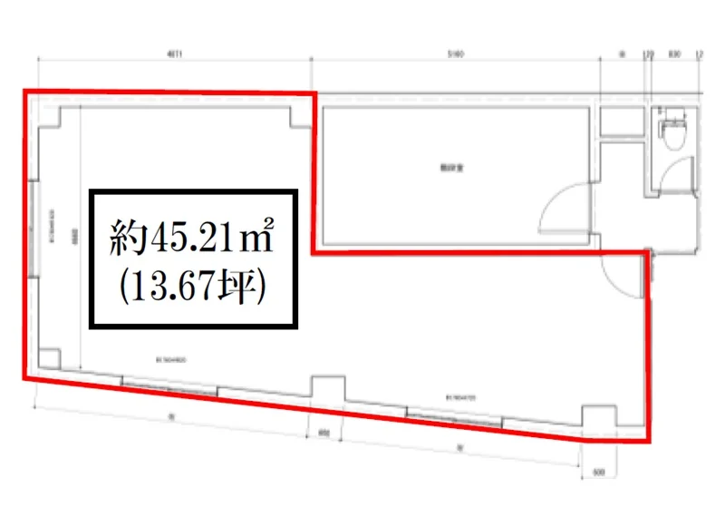 東久留米のスケルトン店舗物件の平面図