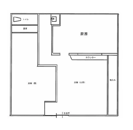 お好み焼きの居抜き物件の平面図