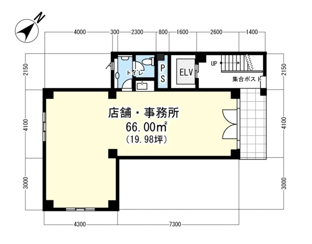 中目黒の事務所仕様店舗物件の平面図
