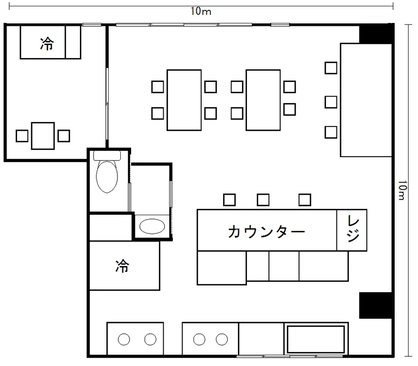 瀬谷の居抜き店舗の平面図