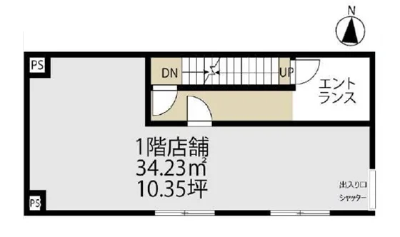 湯島のスケルトン店舗物件の平面図