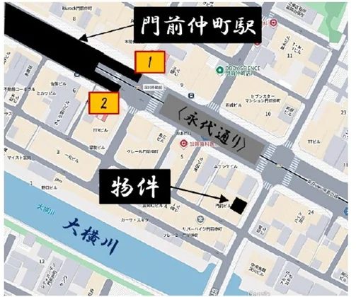 門前仲町のスケルトン物件の地図