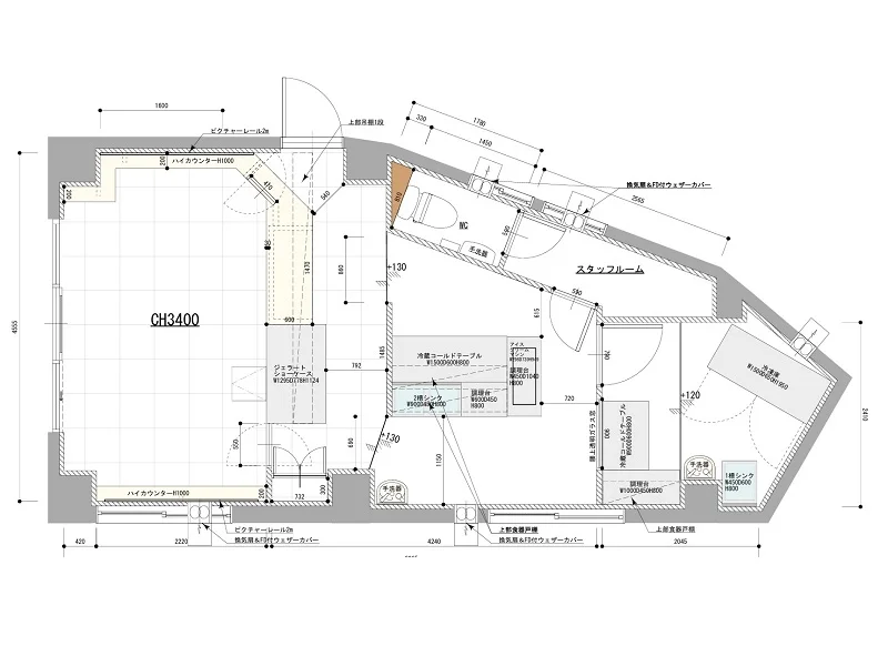 元町・中華街の居抜き店舗の平面図