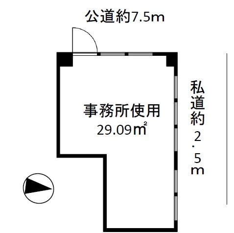 貸店舗(事務所仕様)の平面図