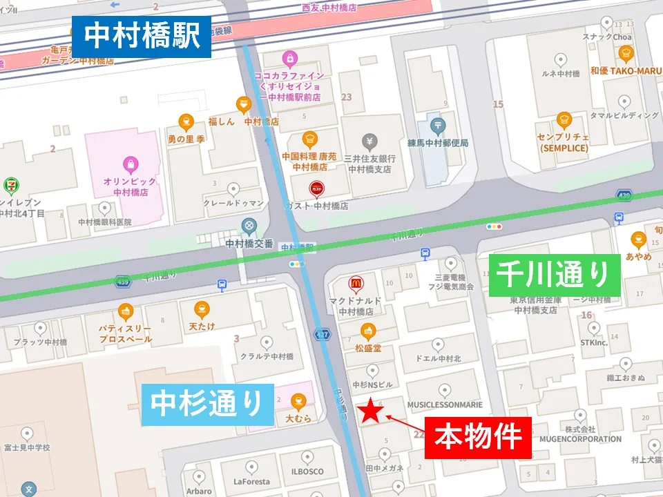 寿司の居抜き物件の地図
