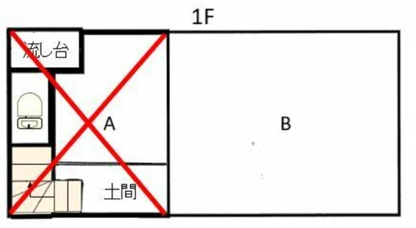 築地のスケルトン店舗物件の平面図