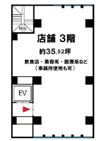 馬車道のスケルトン店舗物件の平面図