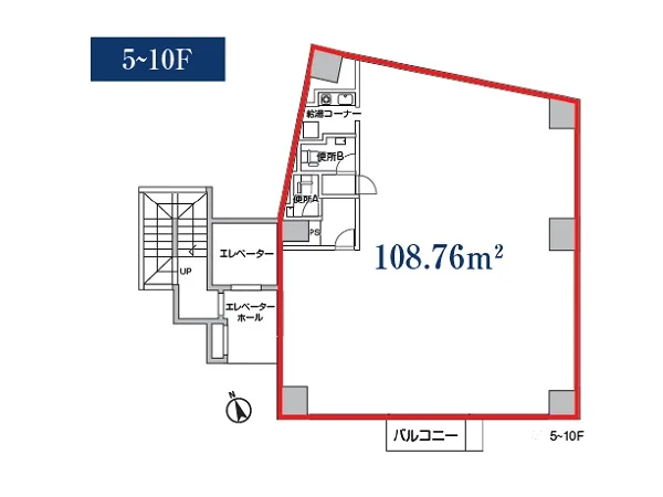 浅草の事務所仕様店舗物件の平面図