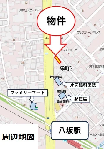 八坂のスケルトン店舗物件の地図