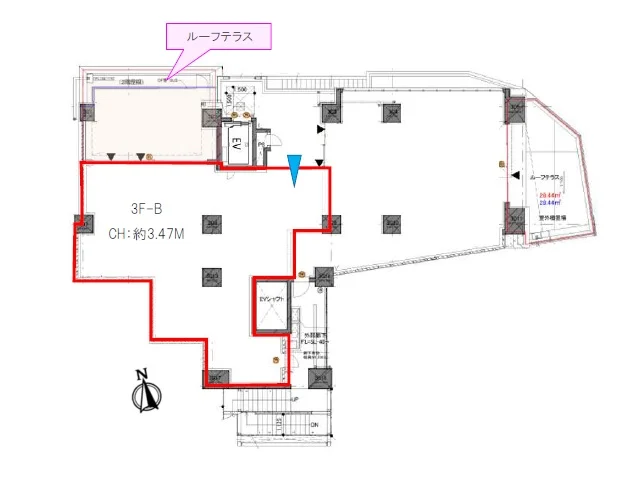 貸店舗(事務所仕様)の平面図