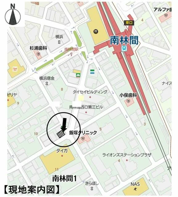 南林間のスケルトン店舗物件の地図
